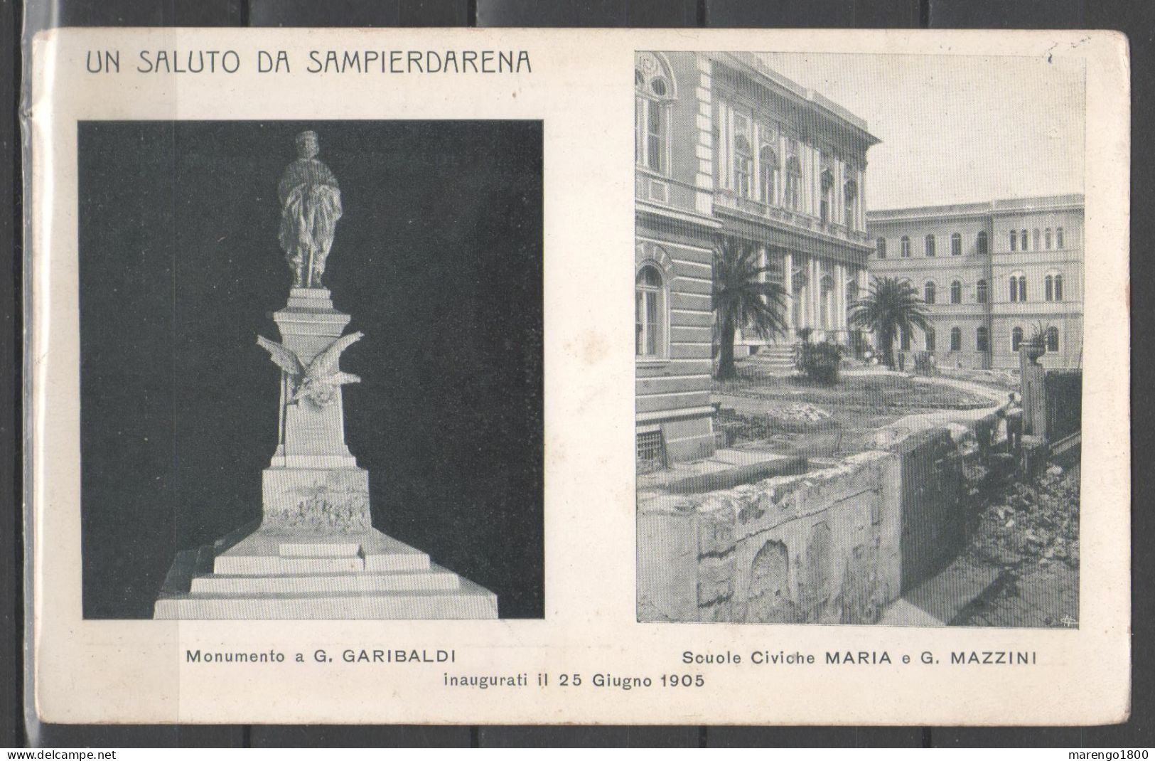 Sampierdarena - Un Saluto Da Sampierdarena - Monumento A Garibaldi E Scuole Mazzini - Genova (Genua)