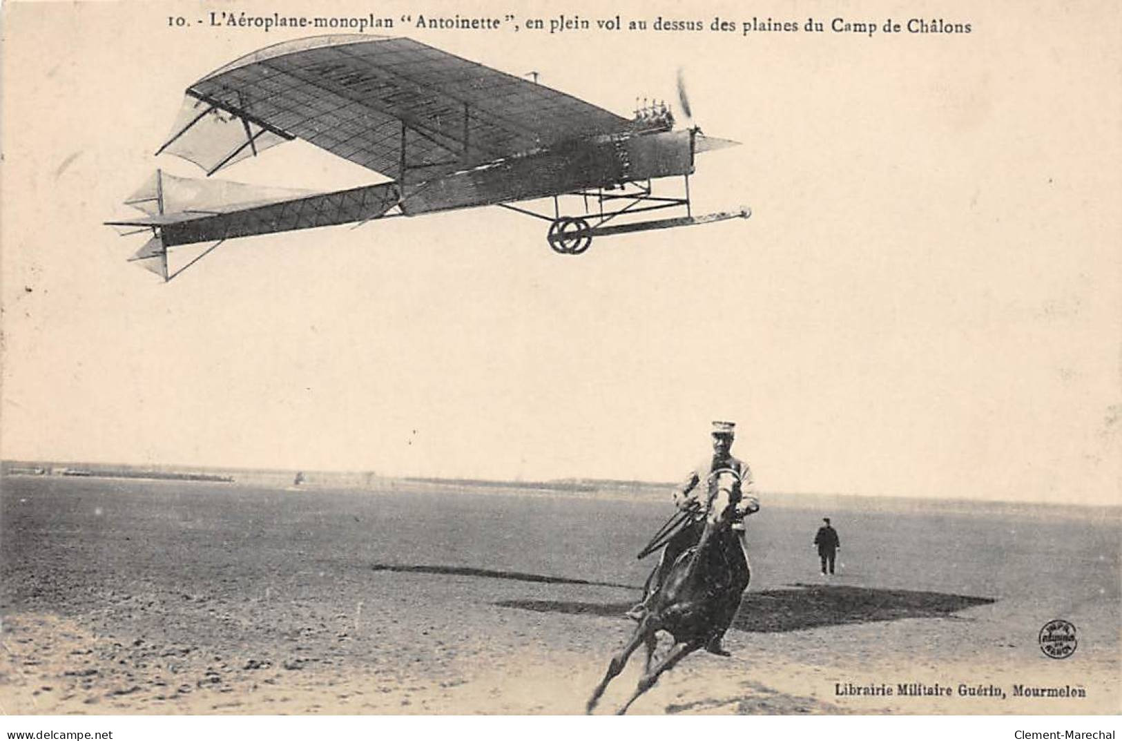 L'Aéroplane Monoplan " Antoinette " En Plein Vol Au Dessus Des Plaines Du CAMP DE CHALONS - Très Bon état - Camp De Châlons - Mourmelon
