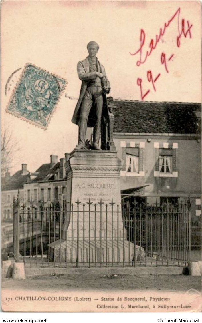 CHATILLON-COLIGNY: Statue De Becquerel Physicien - Très Bon état - Chatillon Coligny