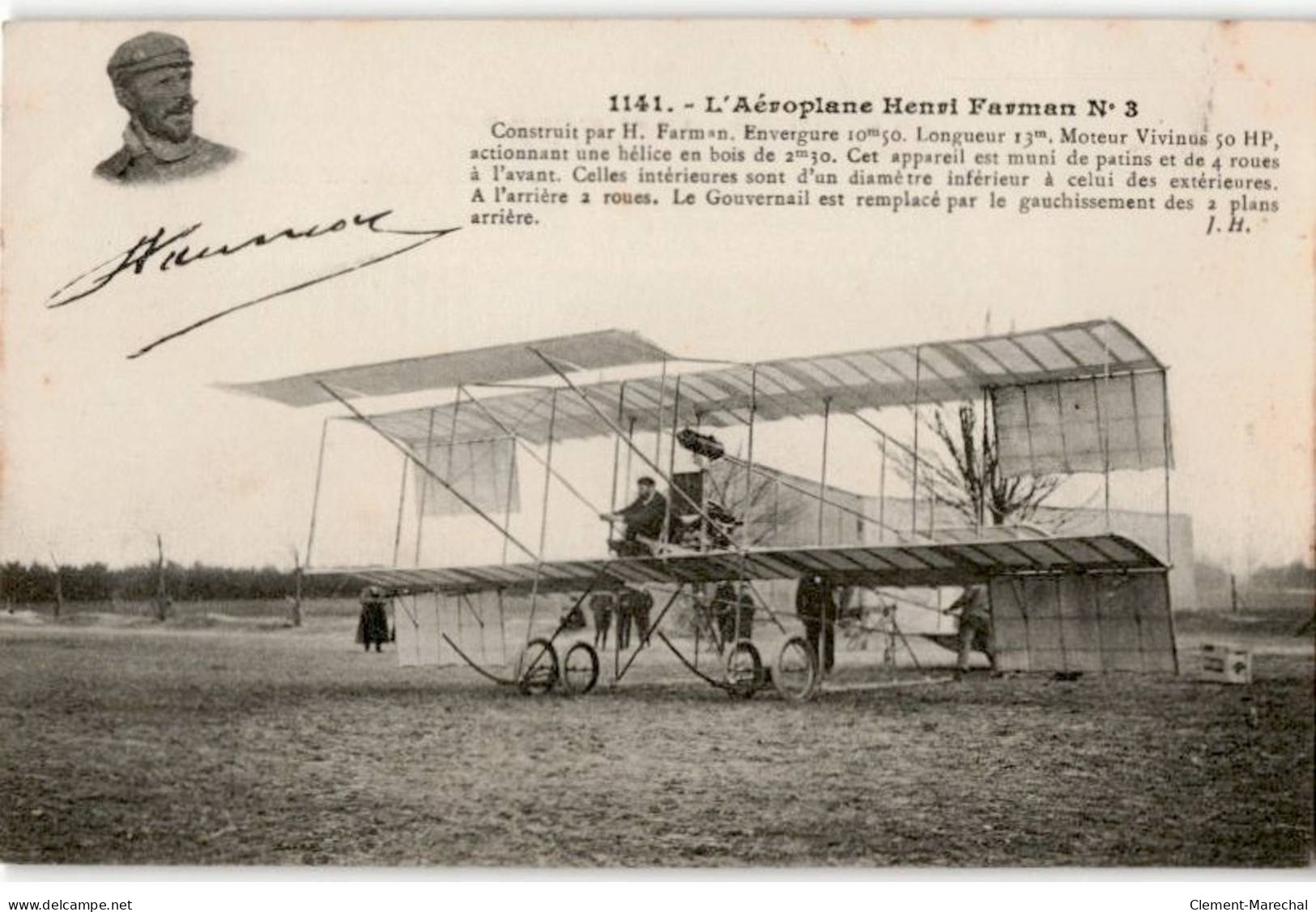 AVIATION : L'aéroplane Henri Farman N°3 Construit Par H. Farman, Le Gouvernail Est Remplacé - Très Bon état - ....-1914: Precursors