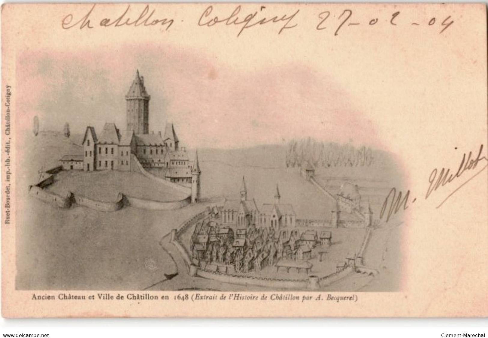 CHATILLON-COLIGNY: Ancien Château Et Ville De Châtillon En 1658 - Très Bon état - Chatillon Coligny