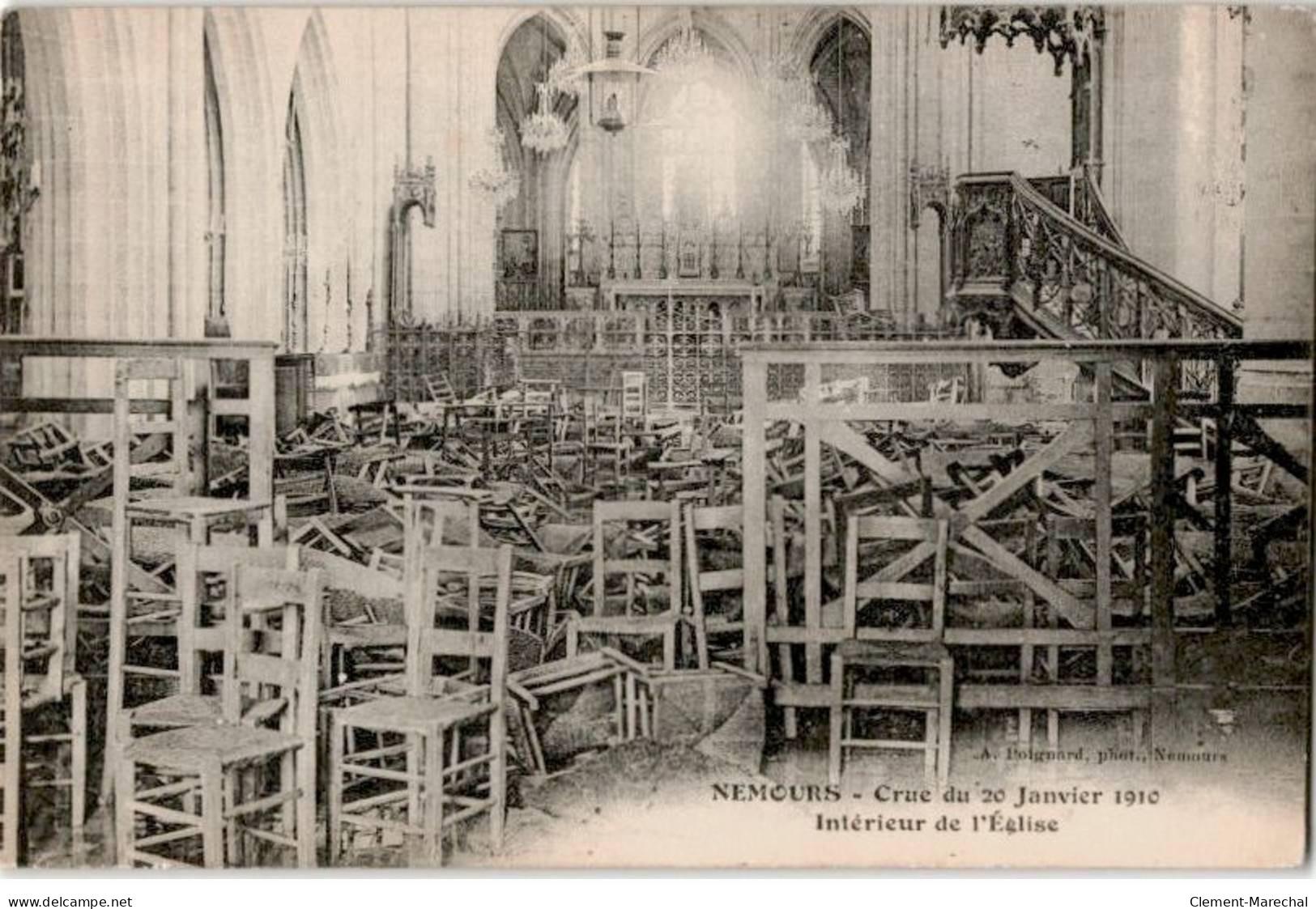 NEMOURS: Crue Du 20 Janvier 1910 Intérieur De L'église - Très Bon état - Nemours