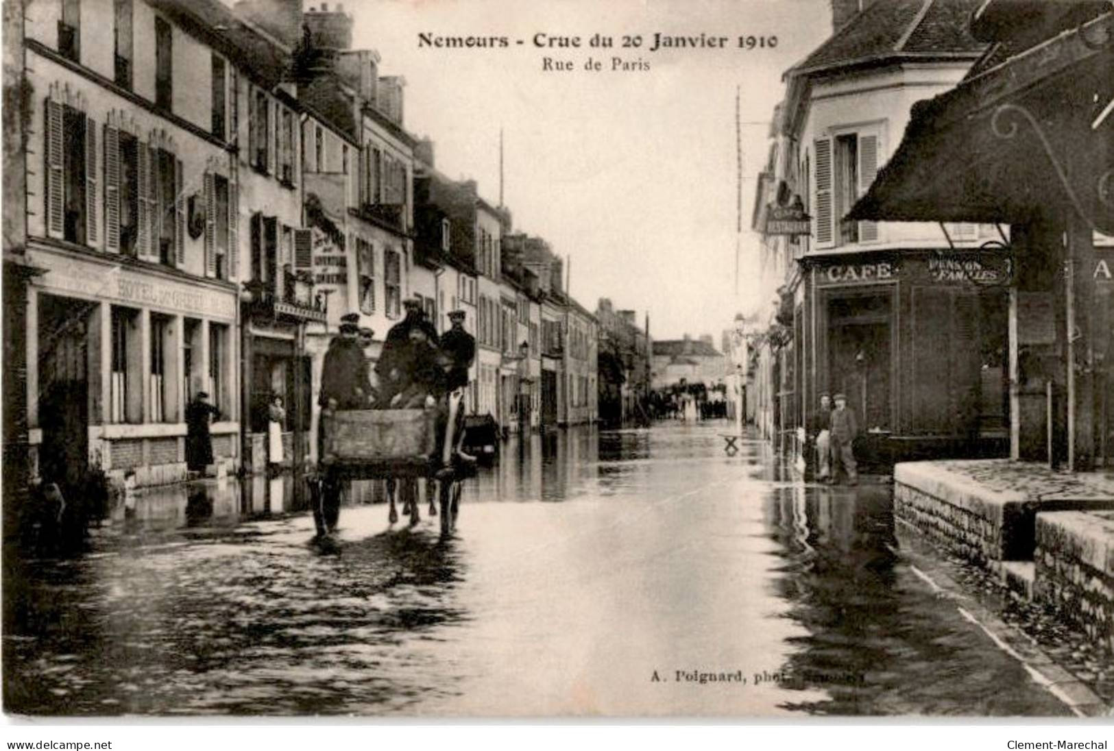 NEMOURS: Crue Du 20 Janvier 1910 Rue De Paris - état - Nemours