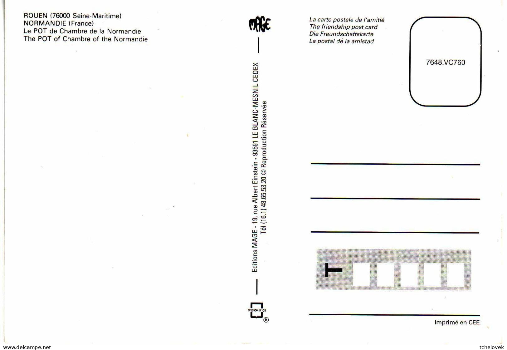 (76). SM. Rouen. Le Pot Normandie & 7648 VC760 Rouen Pot De Chambre De La Normandie Peniches Seine & 39 Cathedrale - Rouen