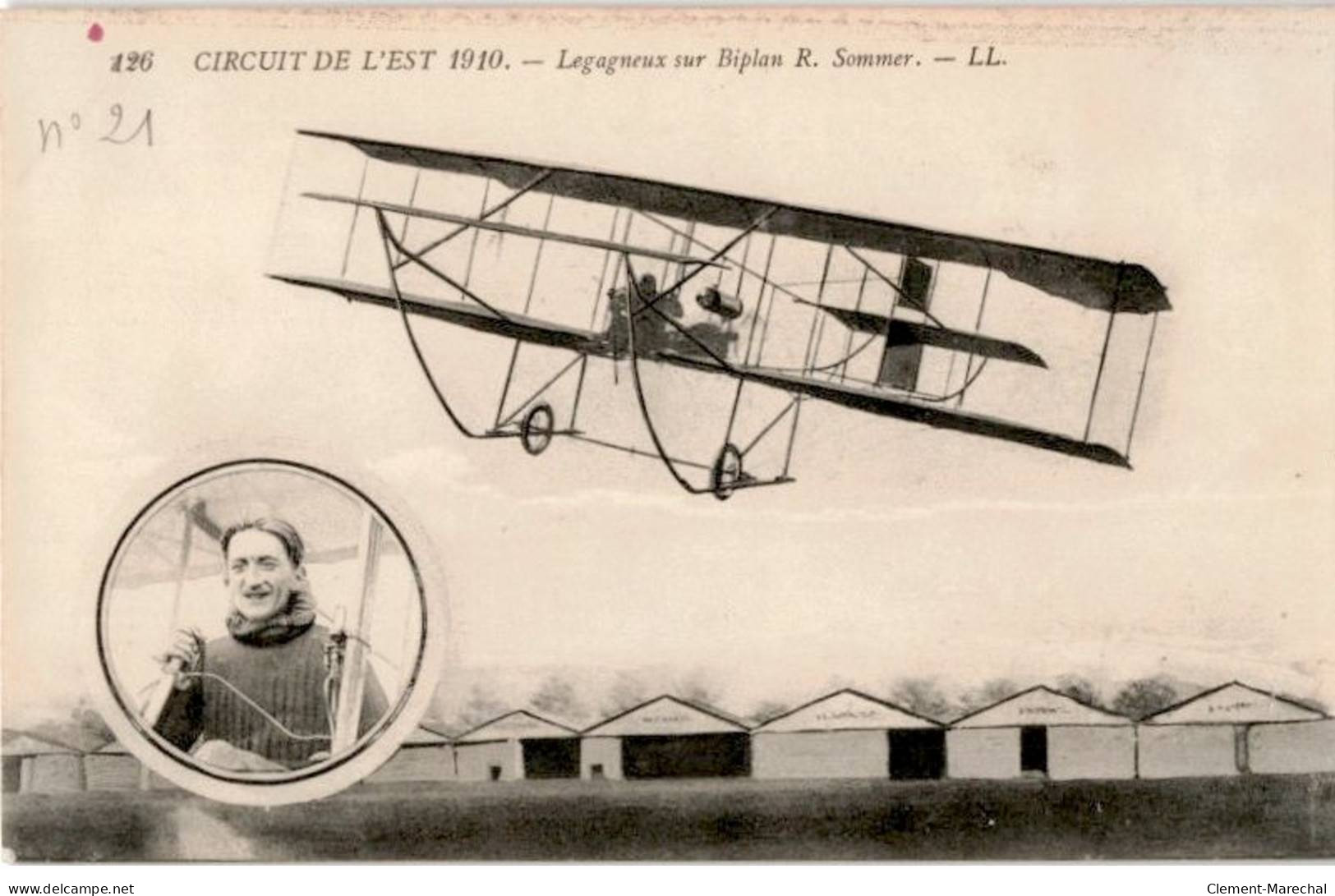 AVIATION: Circuit De L'est 1910 Legagneux Sur Biplan R. Sommer - Très Bon état - ....-1914: Voorlopers