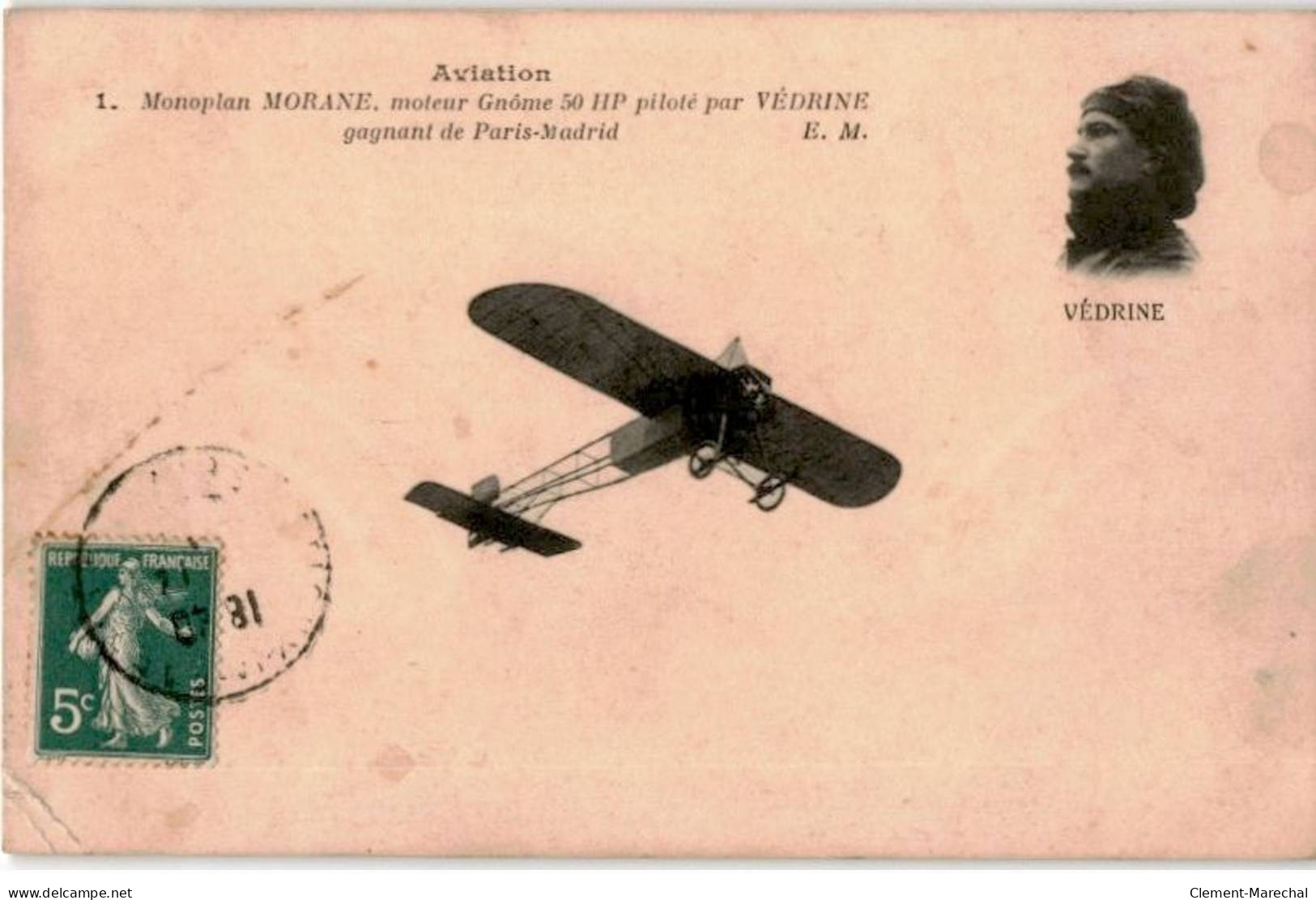 AVIATION: Monoplan Morane Moteur Gnôme 50hp Piloté Par Védrine Gagnant De Paris-madrid - état - ....-1914: Voorlopers