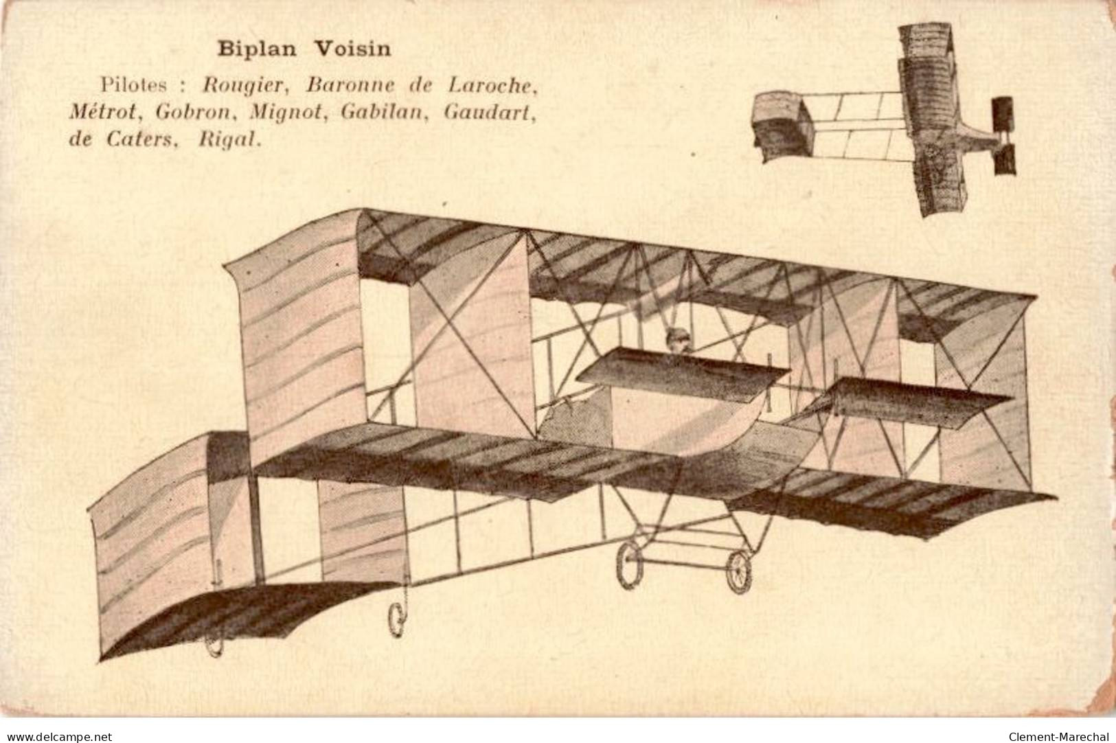 AVIATION: Biplan Voisin Pilotes Rougier Baronne De Laroche Métrot Gobron Mignot Gabilan Gaudart De Caters Très Bon état - ....-1914: Precursores