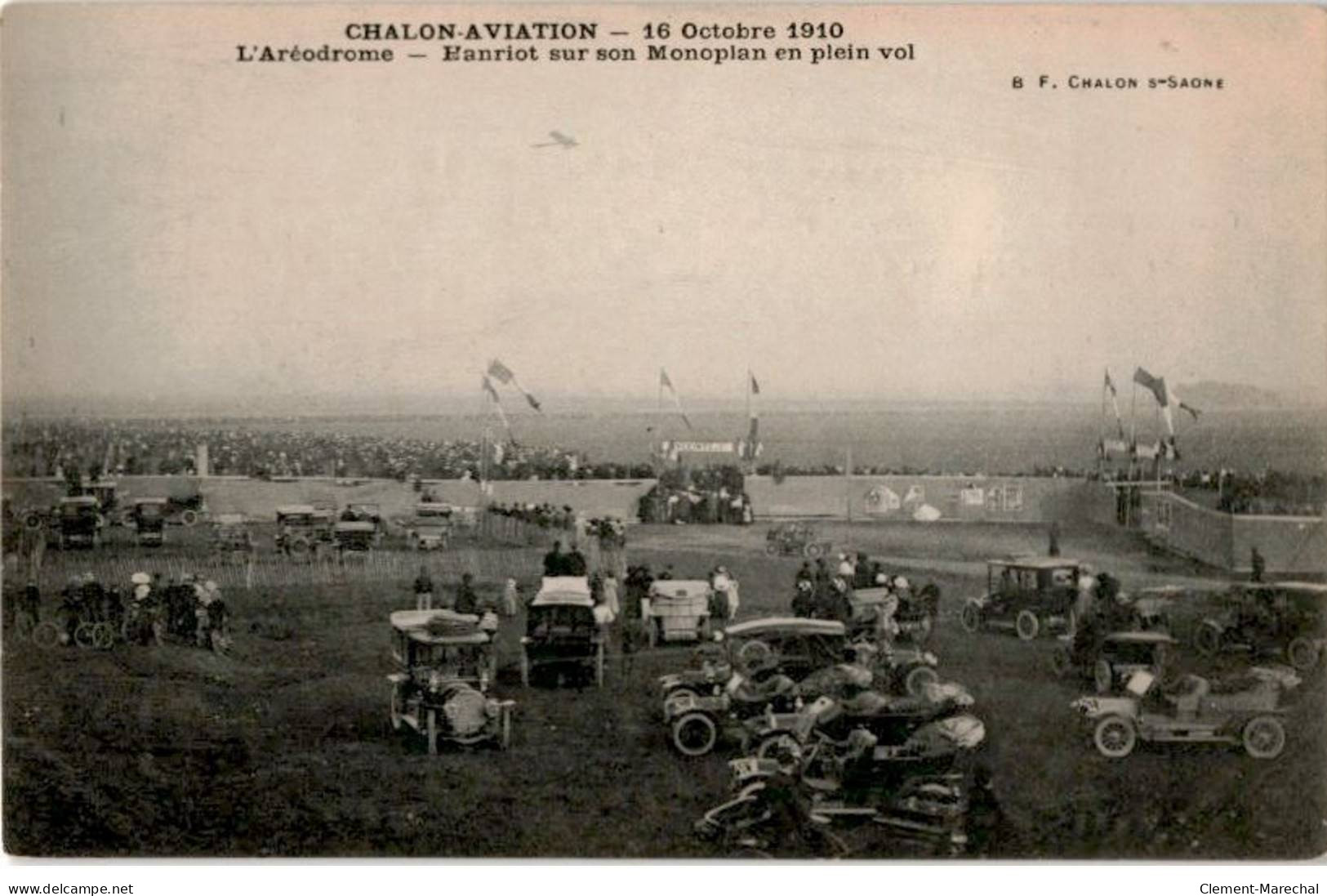 AVIATION: Chalon-aviation 16 Octobre 1910 L'aérodrome Hanriot Sur Son Mmononplan En Plein Vol - Très Bon état - ....-1914: Precursors