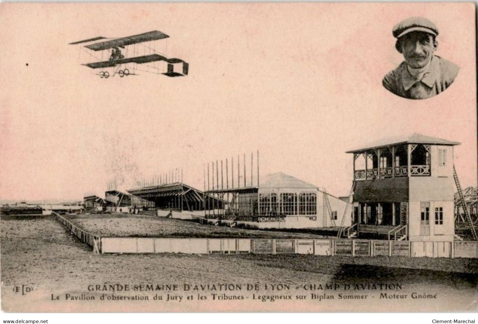 AVIATION: Champ Lyon Pavillon Observation Jury Et Tribunes Legagneux Sur Biplan Sommer - Très Bon état - ....-1914: Voorlopers