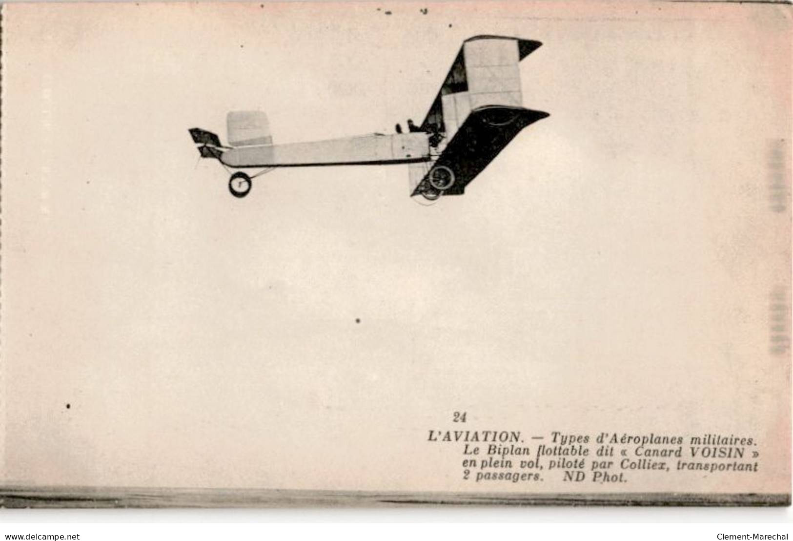 AVIATION: Types D'aéroplanes Militaires Le Biplan Flottable Dit "canard Voisin" En Plein Vol - Très Bon état - ....-1914: Precursores