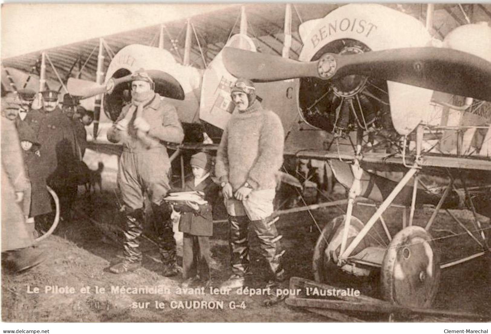 AVIATION: Le Pilote Et Le Mécanicien Avant Leur Départ Pour L'australie Sur Le Caudron G-4 - Très Bon état - ....-1914: Precursores