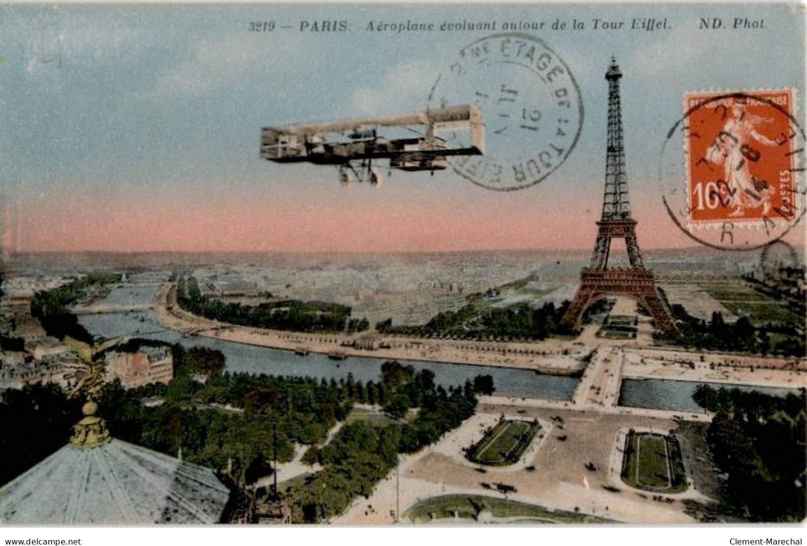 AVIATION: Paris Aéroplane évoluant Autour De La Tour Eiffel - Très Bon état - ....-1914: Precursors