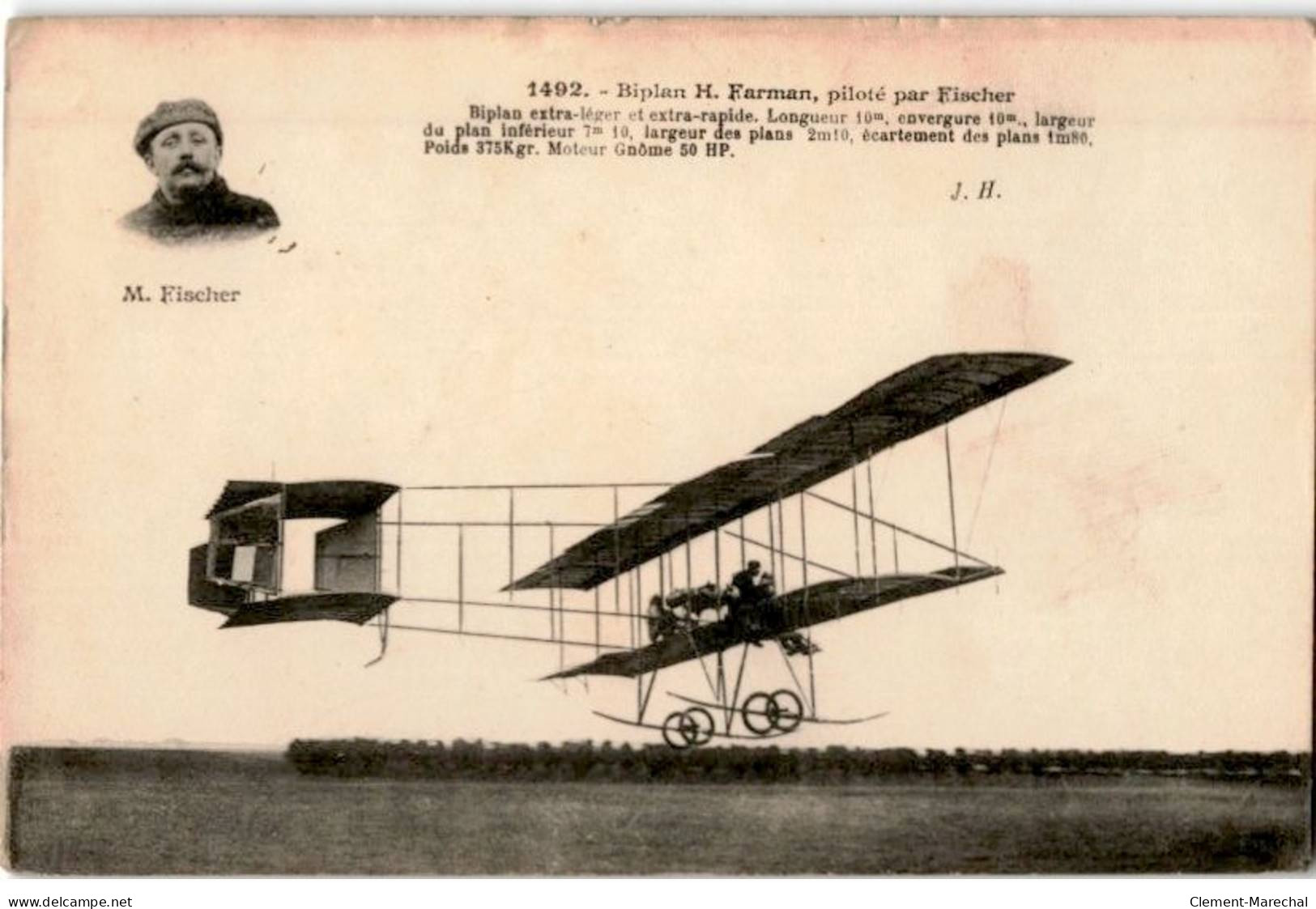 AVIATION: Biplan H. Farman, Piloté Par Fischer, Biplan Extra-léger Et Extra-rapide - état - ....-1914: Voorlopers