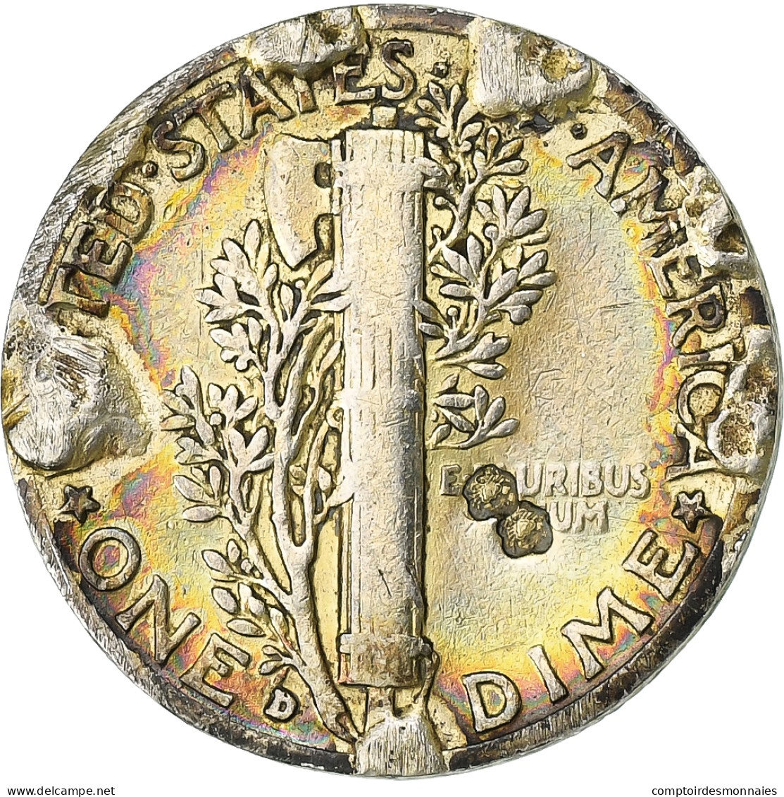 États-Unis, Dime, Mercury Dime, 1934, U.S. Mint, Argent, TB, KM:140 - 1916-1945: Mercury (kwik)
