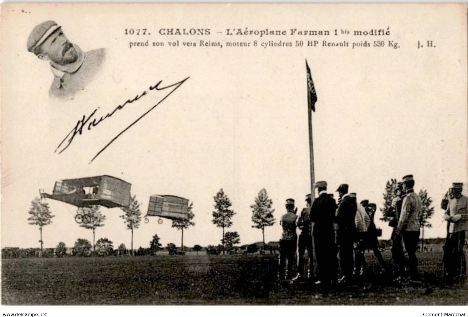 AVIATION: Chalons, L'aéroplane Farman 1bis Modifié Prend Son Vol Vers Reims, Moteur 8 Cylindres 50hp - Très Bon état - ....-1914: Precursori