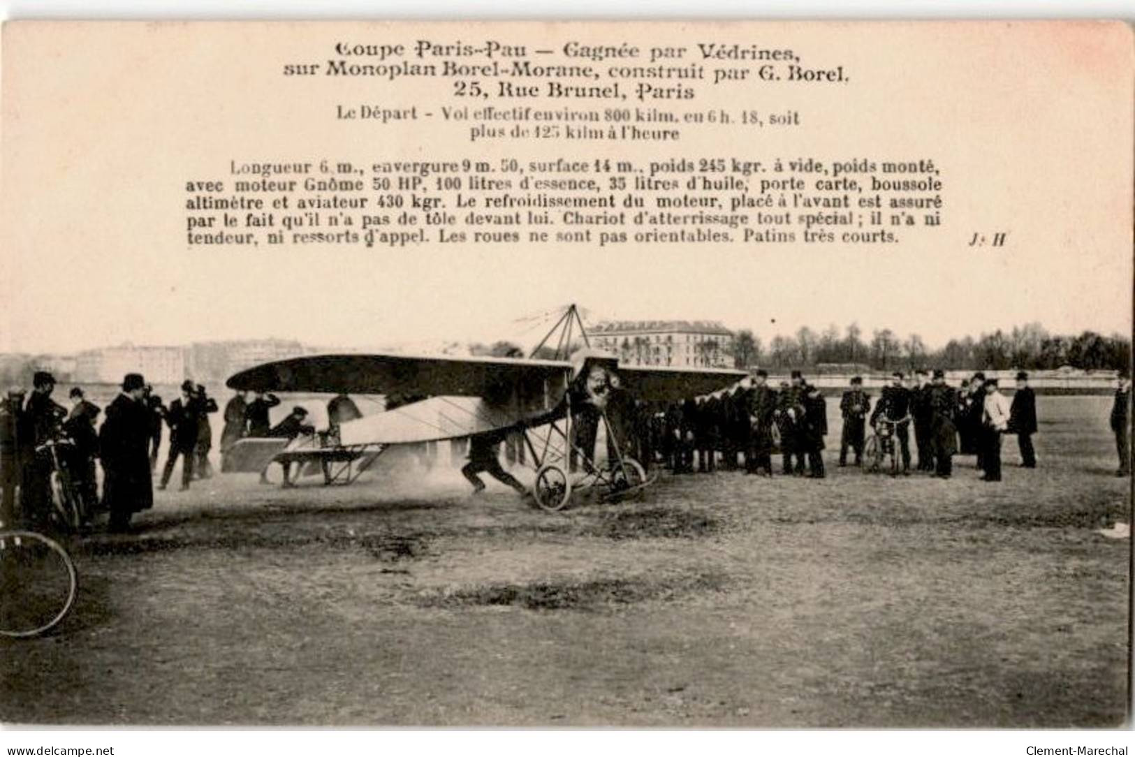 AVIATION: Coupe Paris-pau, Gagnée Par Védrines Sur Monoplan Borel-morane Construit Par G. Borel - Très Bon état - ....-1914: Precursors