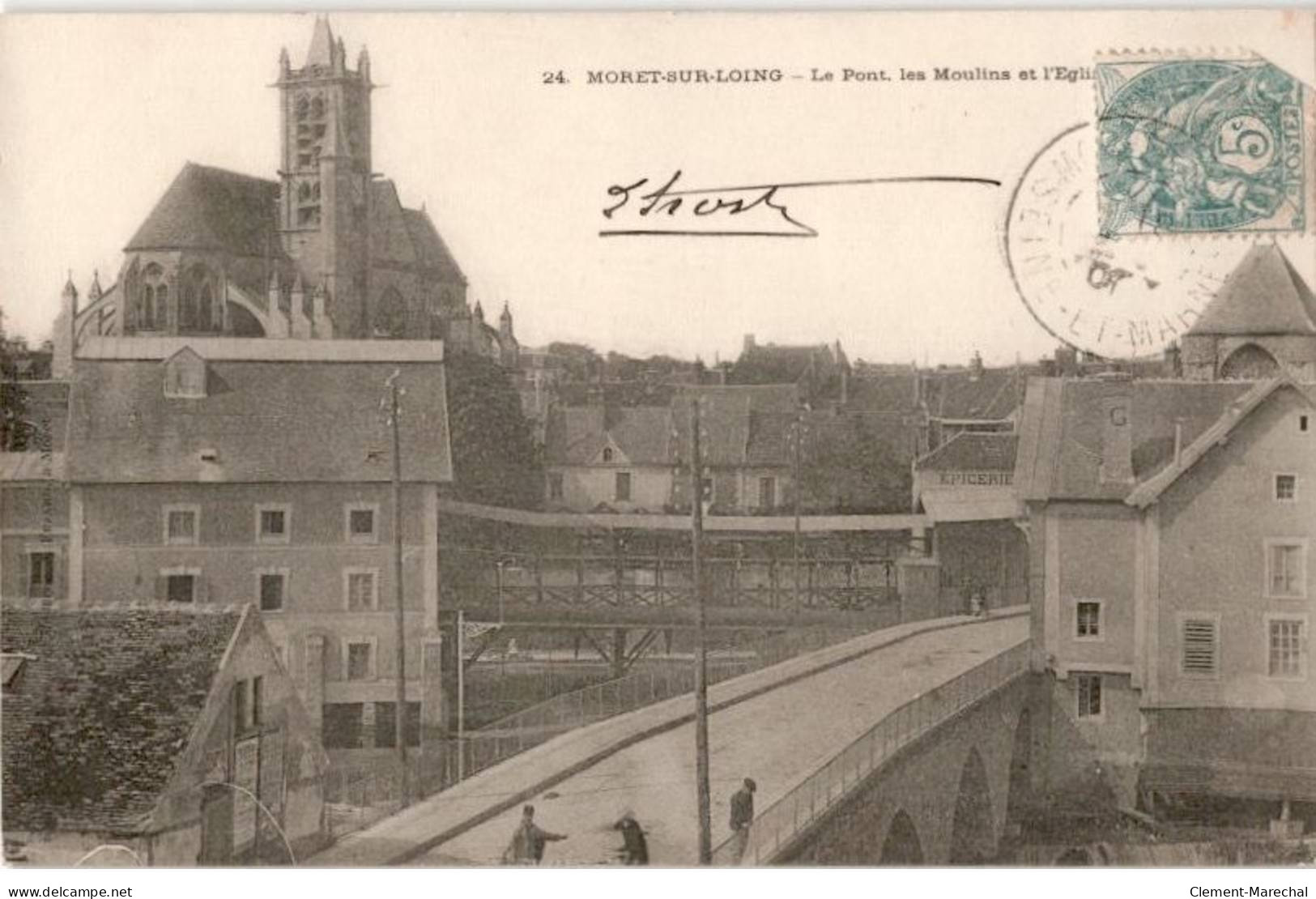 MORET-sur-LOING: Le Pont Les Moulins Et L'église - Très Bon état - Moret Sur Loing