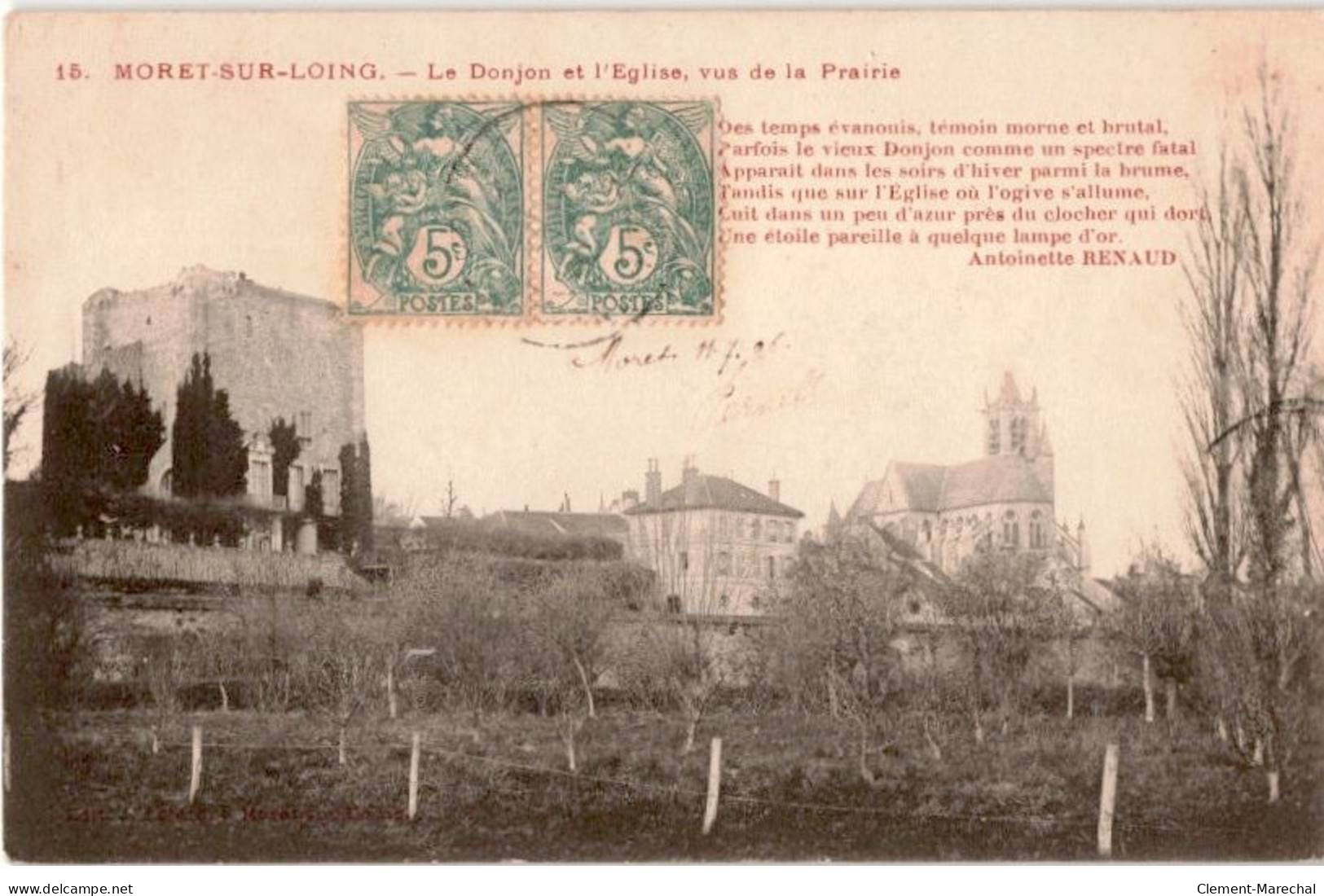 MORET-sur-LOING: Le Donjon Et L'église Vue De La Prairie - état - Moret Sur Loing