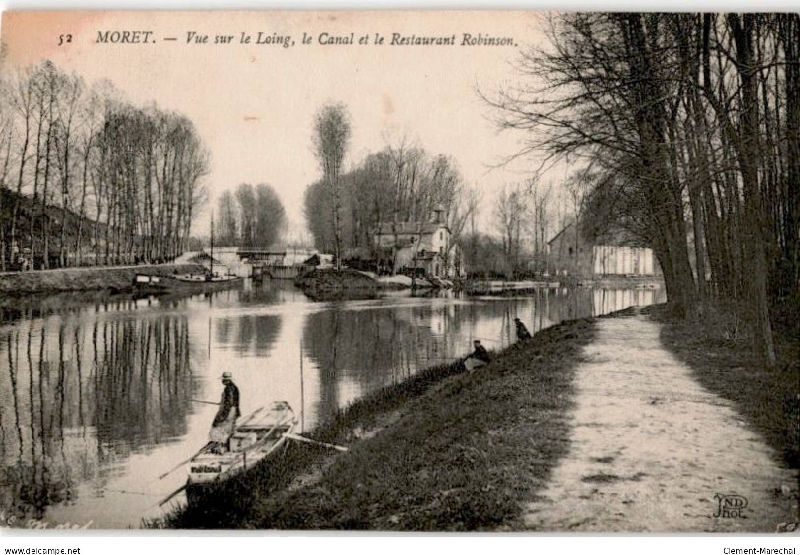 MORET: Vue Sur Le Loing, Le Canal Et Le Restaurant Robinson - Très Bon état - Moret Sur Loing