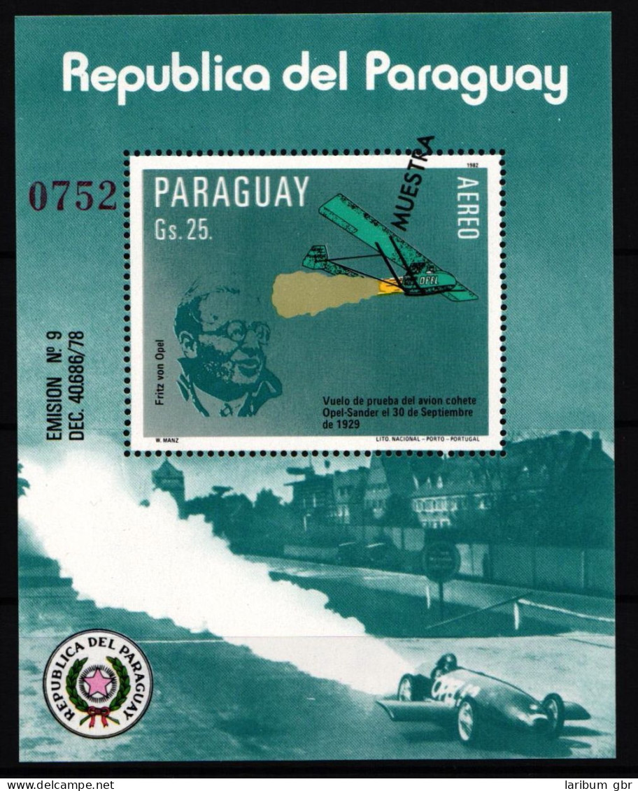 Paraguay Block 384 Postfrisch Flugzeuge / Mit Aufdruck MUESTRA #GY219 - Paraguay