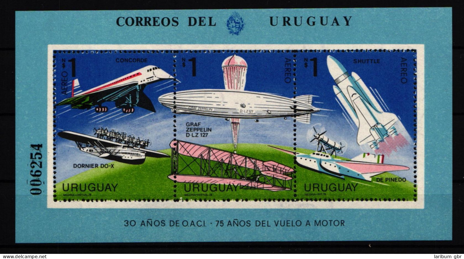 Uruguay Block 38 Postfrisch Zeppelin #GY236 - Uruguay