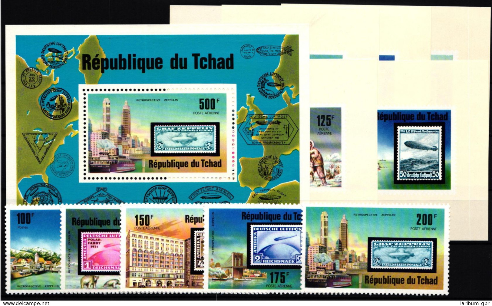 Tschad 775-779 Und Block 68 Postfrisch Einzelblöcke / Zeppelin #GY242 - Tchad (1960-...)
