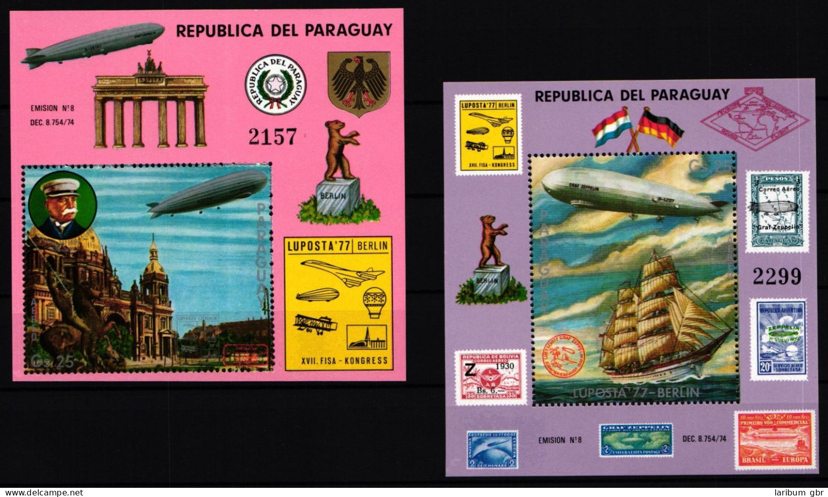 Paraguay Block 298 Und 299 Postfrisch Zeppelin #GY247 - Paraguay