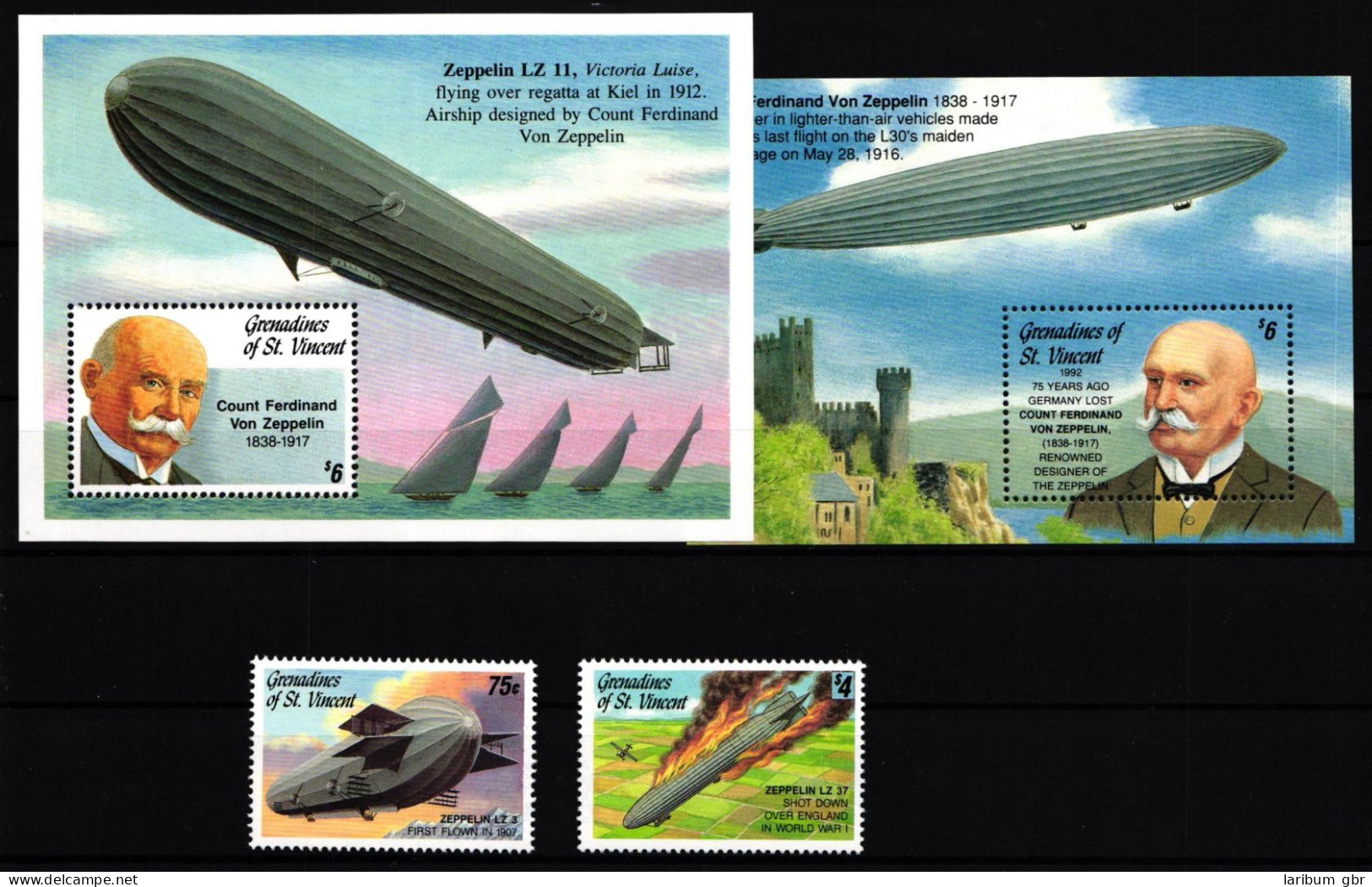 St. Vincent Grenadinen 973 Und 974, Block 118 Und 119 Postfrisch Zeppelin #GY238 - St.Vincent E Grenadine