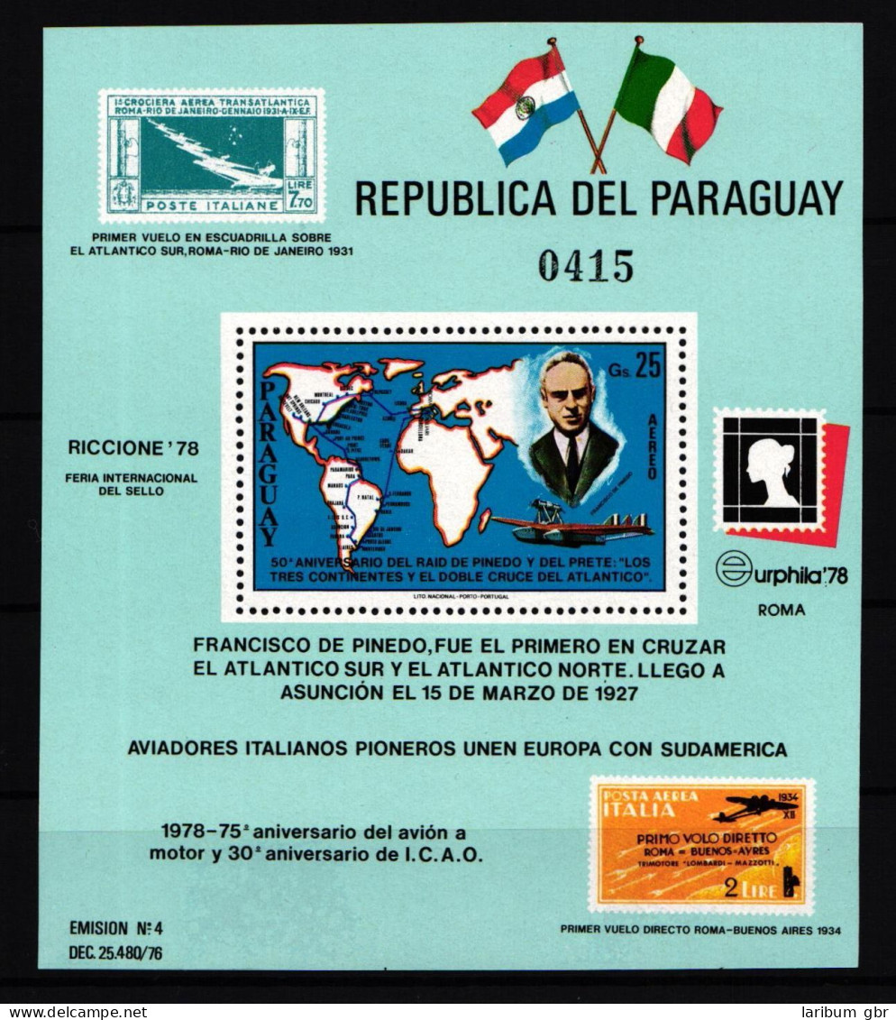 Paraguay Block 327 Postfrisch Flugzeuge #GY218 - Paraguay