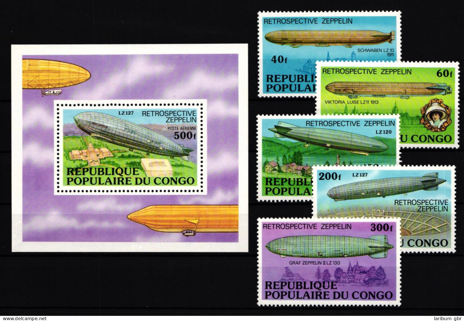 Kongo (Brazzaville) 577-581 Und Block 11 Postfrisch Zeppelin #GY250 - Andere & Zonder Classificatie