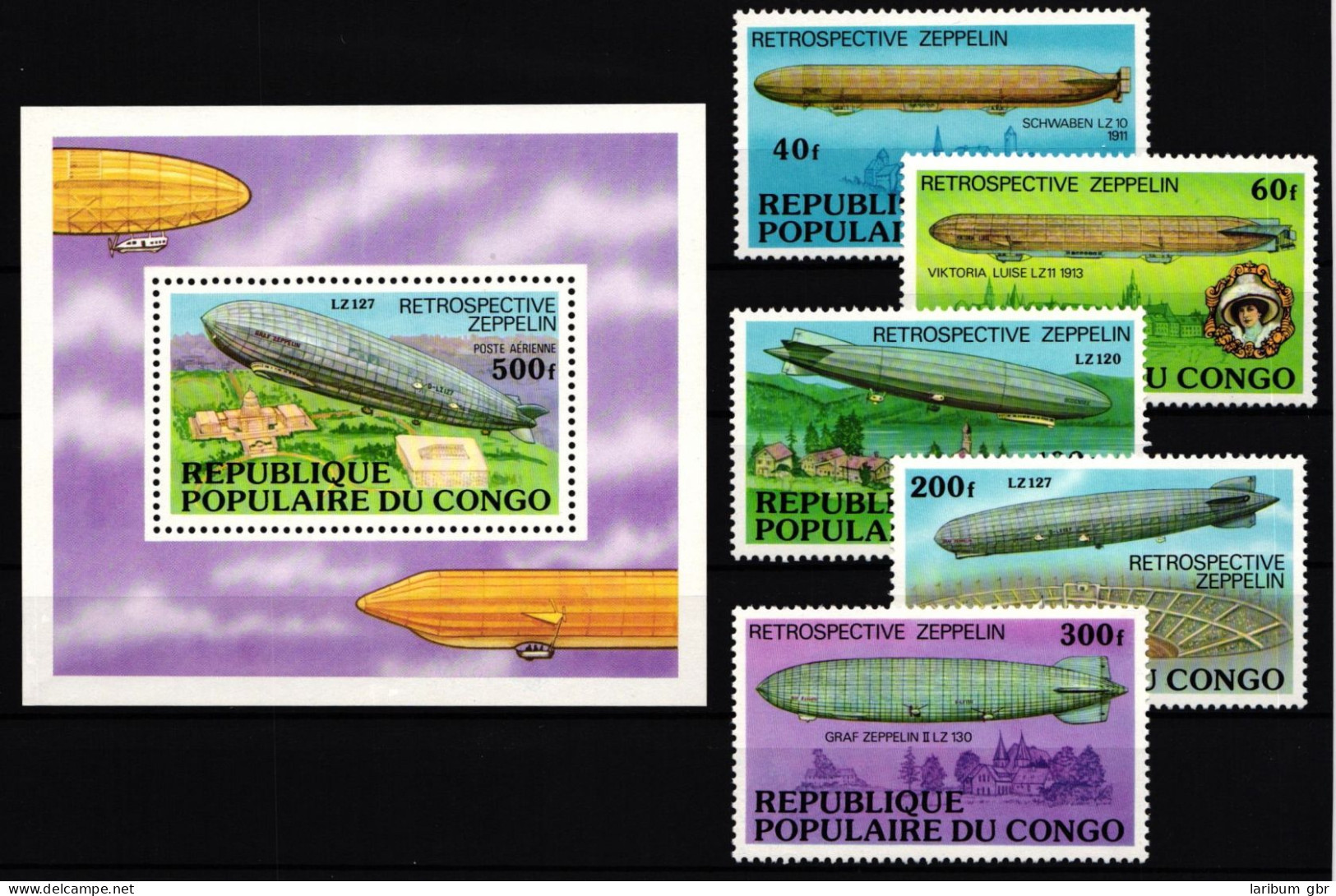 Kongo (Brazzaville) 577-581 Und Block 11 Postfrisch Zeppelin #GY250 - Autres & Non Classés