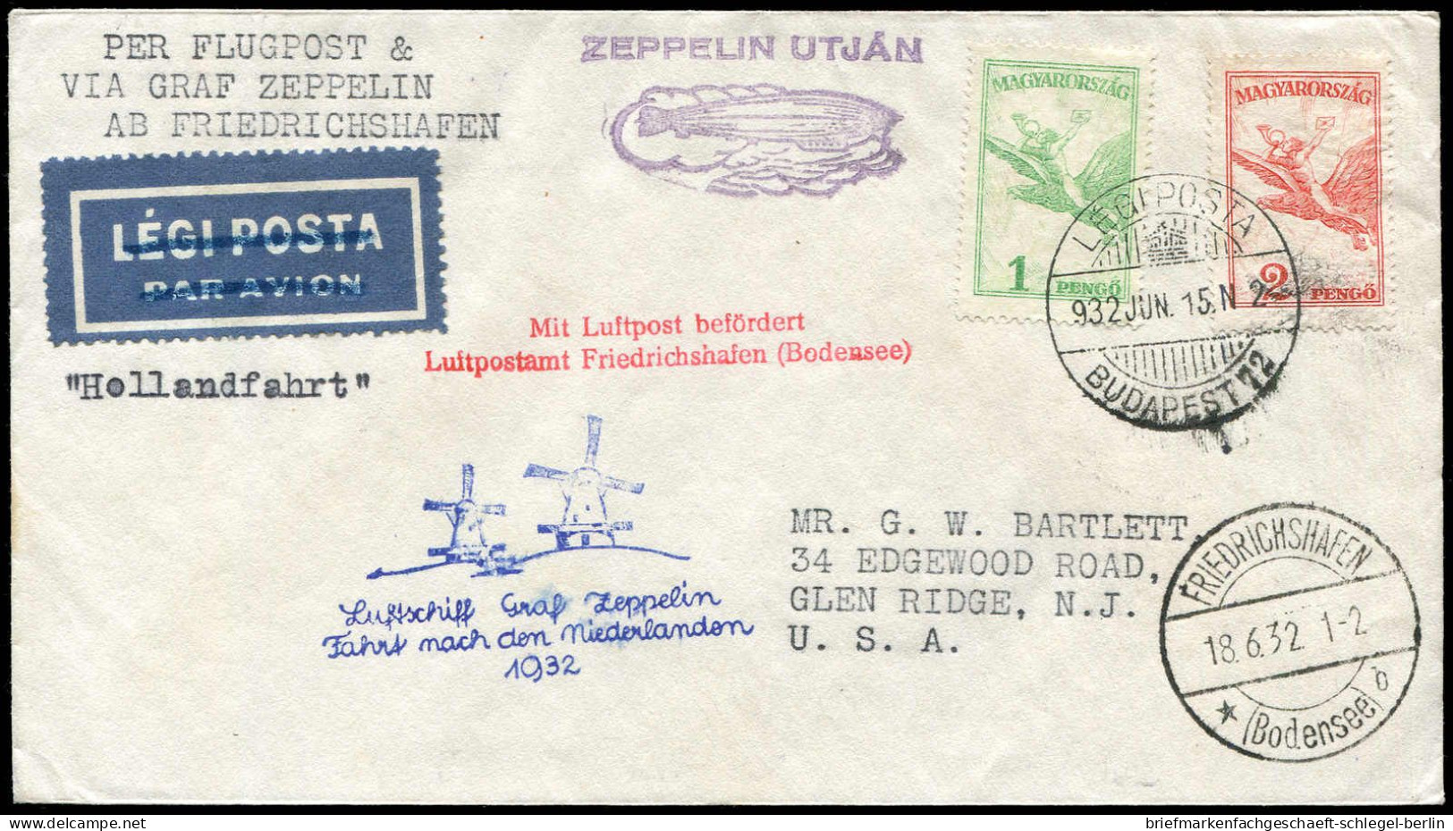 Zeppelin, Zeppelinpost LZ 127, Hollandfahrten, 1932, Brief - Zeppelines