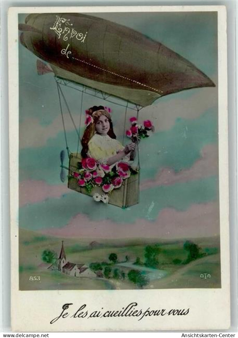 10642008 - Glueckwunsch Maedchen Im  Ballonkorb AK - Zeppeline