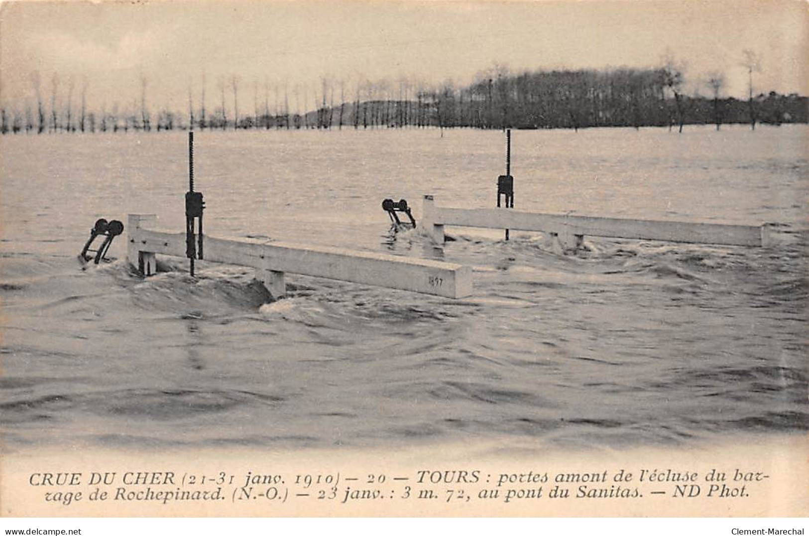 TOURS - Crue Du Cher - Janv 1910 - Portes Amont De L'Ecluse Du Barrage De Rochepinard - Très Bon état - Tours