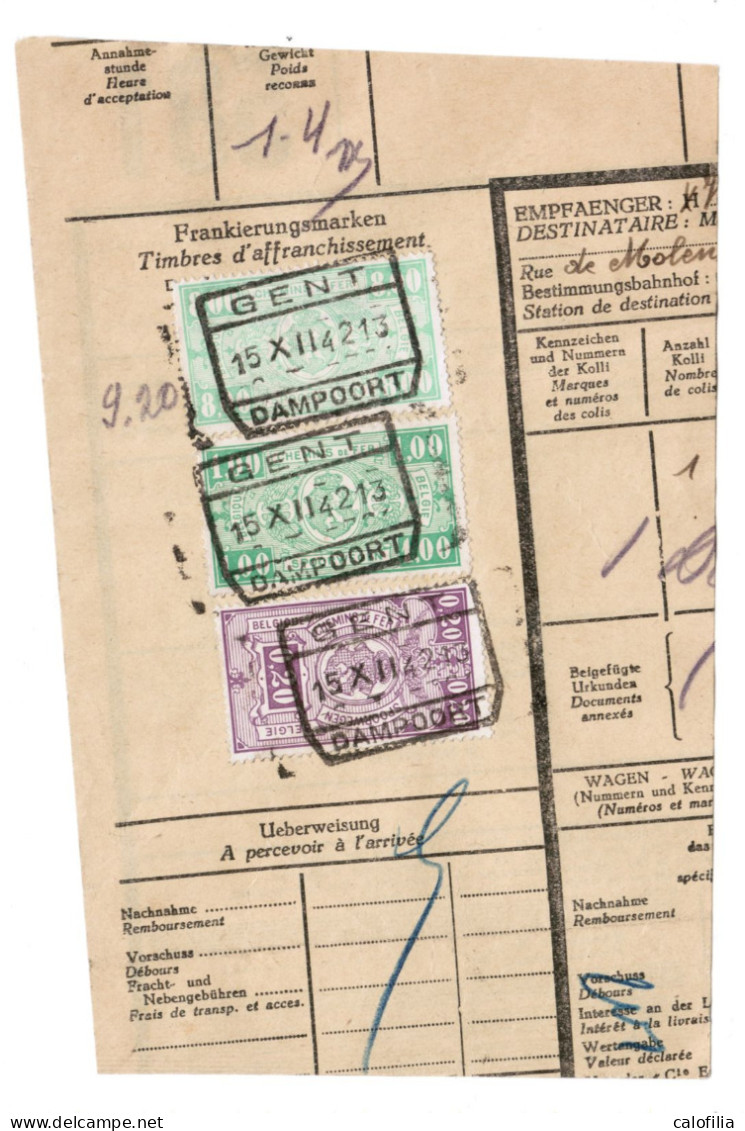 Fragment Bulletin D'expedition, Obliterations Centrale Nettes, GENT DAMPOORT - Used