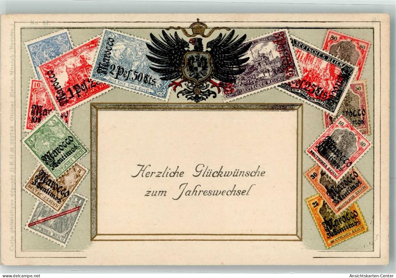 13946608 - Herzliche Glueckwuensche Zum Jahreswechsel Briefmarkenabbildungen Wappen Adler Ottmar Zieher - Other & Unclassified