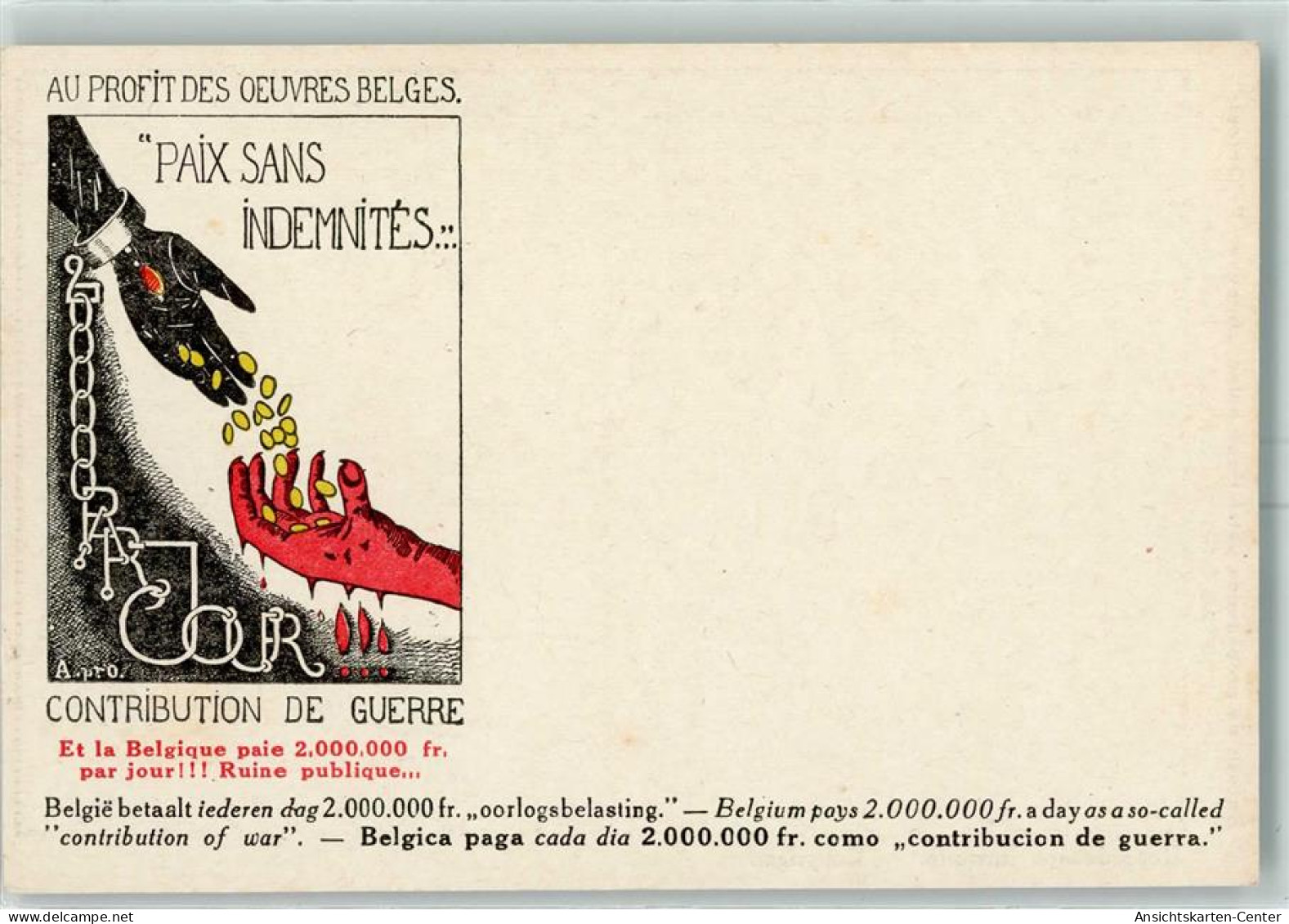 13421808 - Contribution De Guerre Belgien Pays Of War AK - Guerre 1914-18