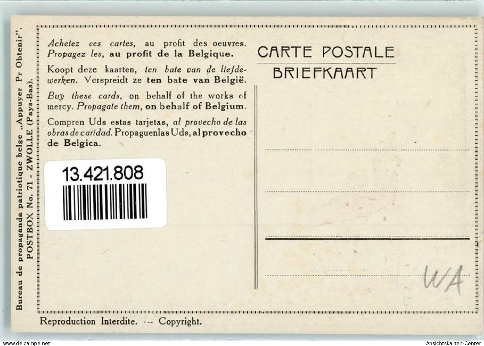13421808 - Contribution De Guerre Belgien Pays Of War AK - Guerre 1914-18