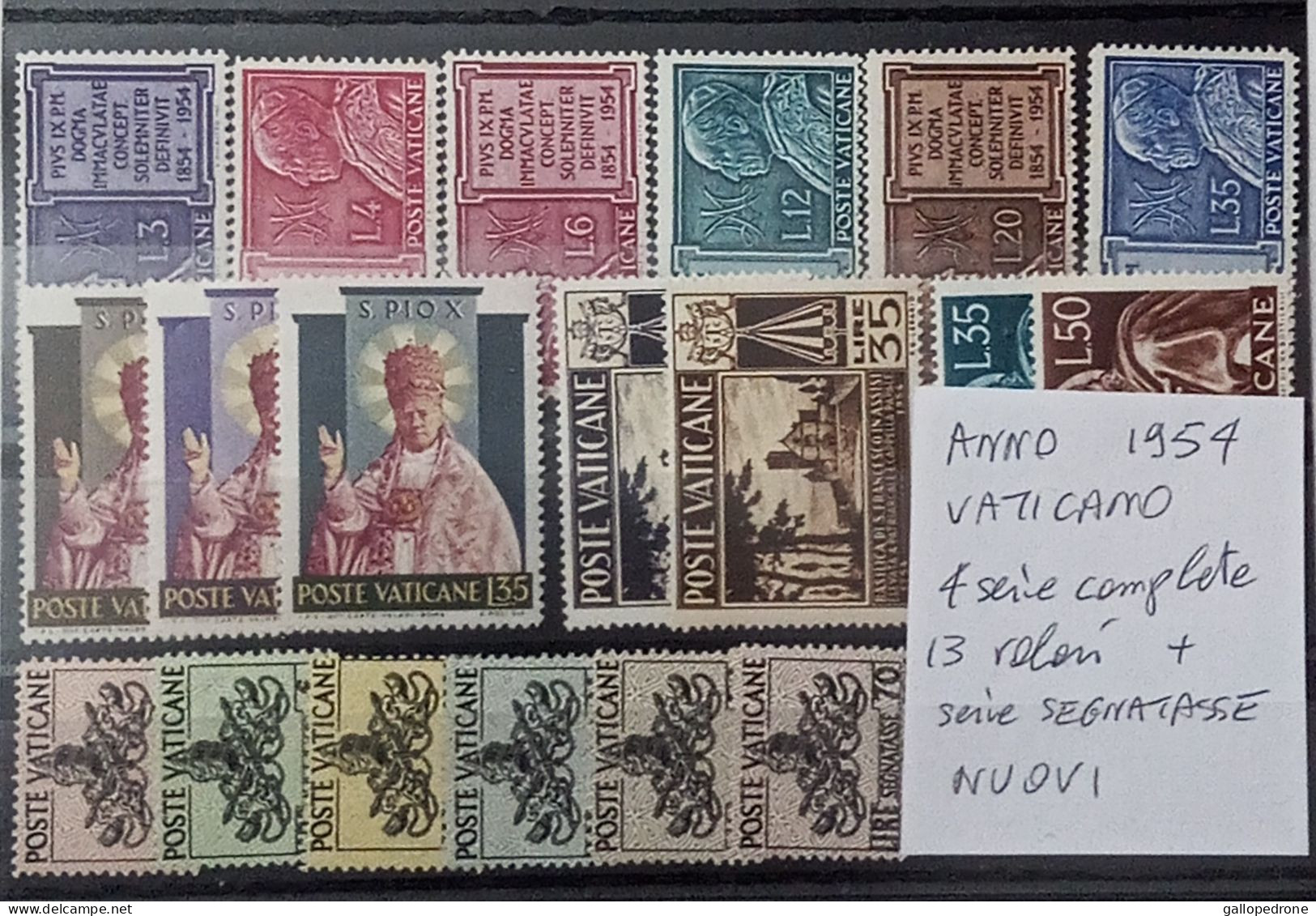 1954 Vaticano 4 Serie Complete-13 Valori + Serie SEGNATASSE NUOVI MNH** - Unused Stamps