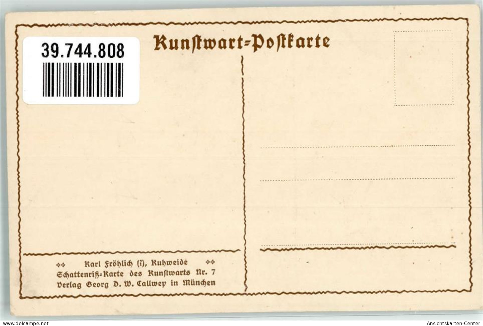 39744808 - Sign. Karl Froehlich :  Kuhweide   Schattenriss Kunstwart Karte Nr. 7 - Other & Unclassified