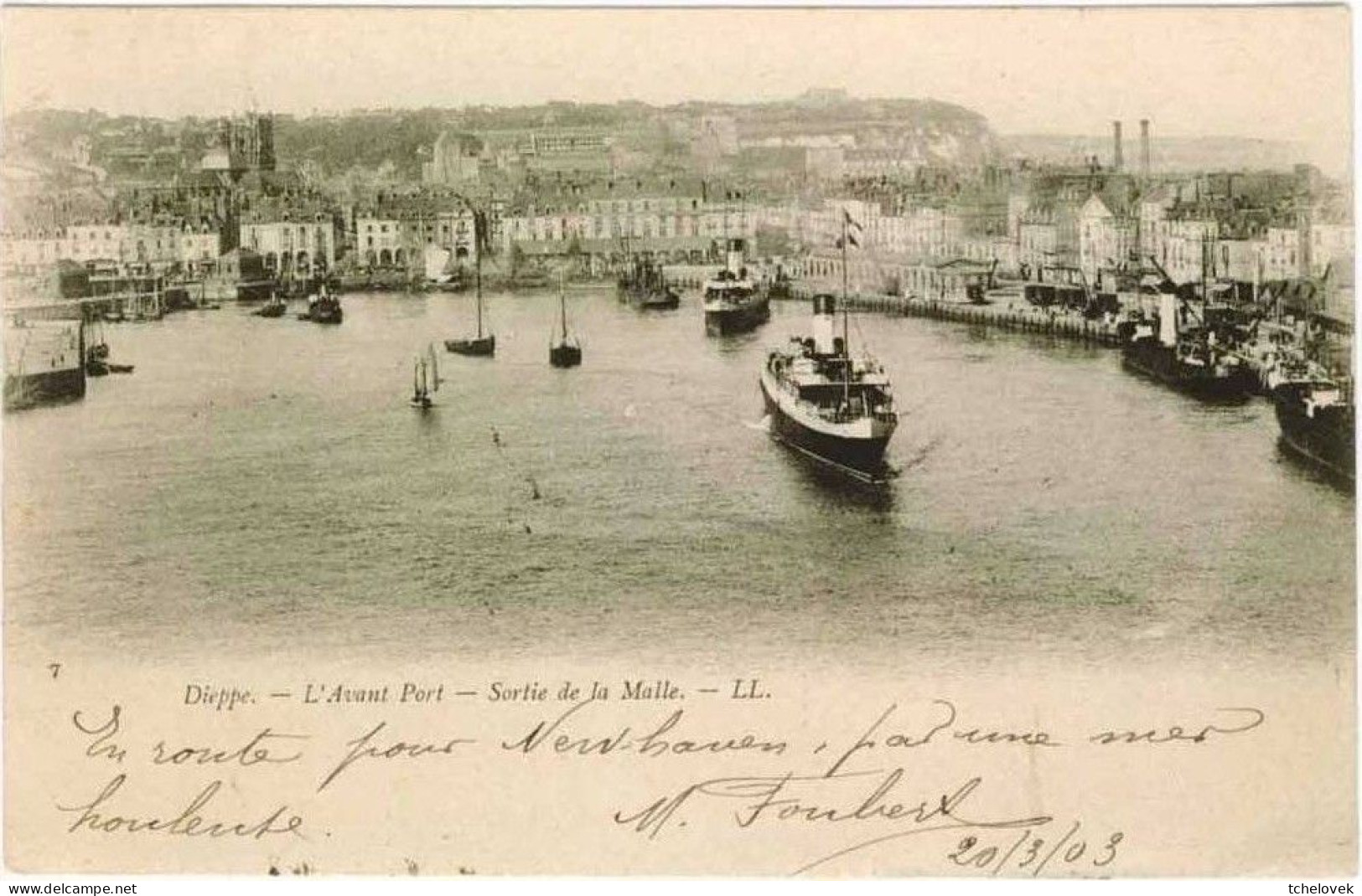 (76). SM. Dieppe. L'avant Port Sortie De La Malle 1903 Bateau & Sur La Plage 1912 - Dieppe