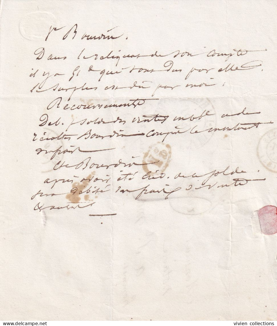 Villeneuve L'Archevêque (89 Yonne) Lettre Avec Cursive Sergines Au Dos Taxe 2 + 1 Décime En 1845 - 1801-1848: Vorläufer XIX
