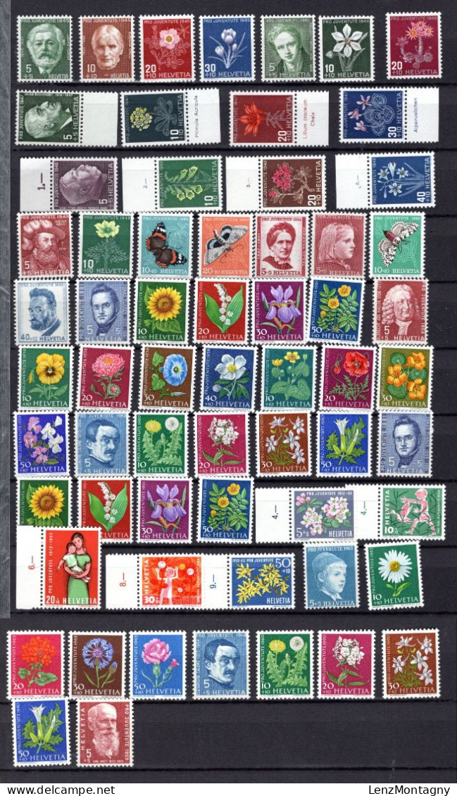 Timbres SUISSE Petite Collection Pro Juventute 1945 - 1963, MNH, Neuf **; Lot 60002 - Ongebruikt