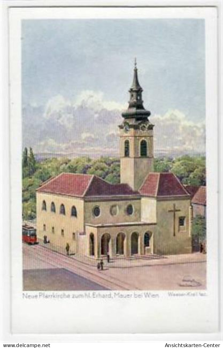 39065808 - Wien Mauer, Kuenstlerkarte Mit Neue Pfarrkirche Zum Hl. Erhard Ungelaufen  Leichter Bug Auf Der Unterseite,  - Other & Unclassified
