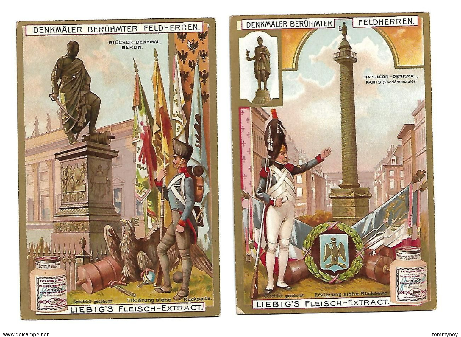 S 741, Liebig 6 Cards, Denkmaeler Beruehmter Feldherren ( German, Small Damage At The Corners + Spots) (ref B19) - Liebig