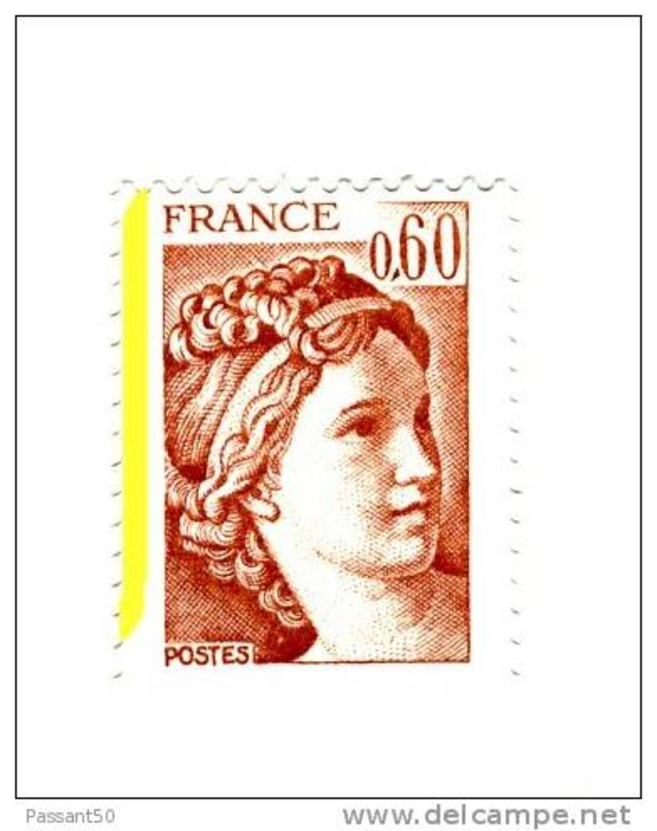 Sabine 0.60fr Brun Rose YT 2119c Avec Bande Phospho à Gauche. Voir Le Scan. Cote YT : 5 €, Maury N° 2124a : 6 €. - Unused Stamps
