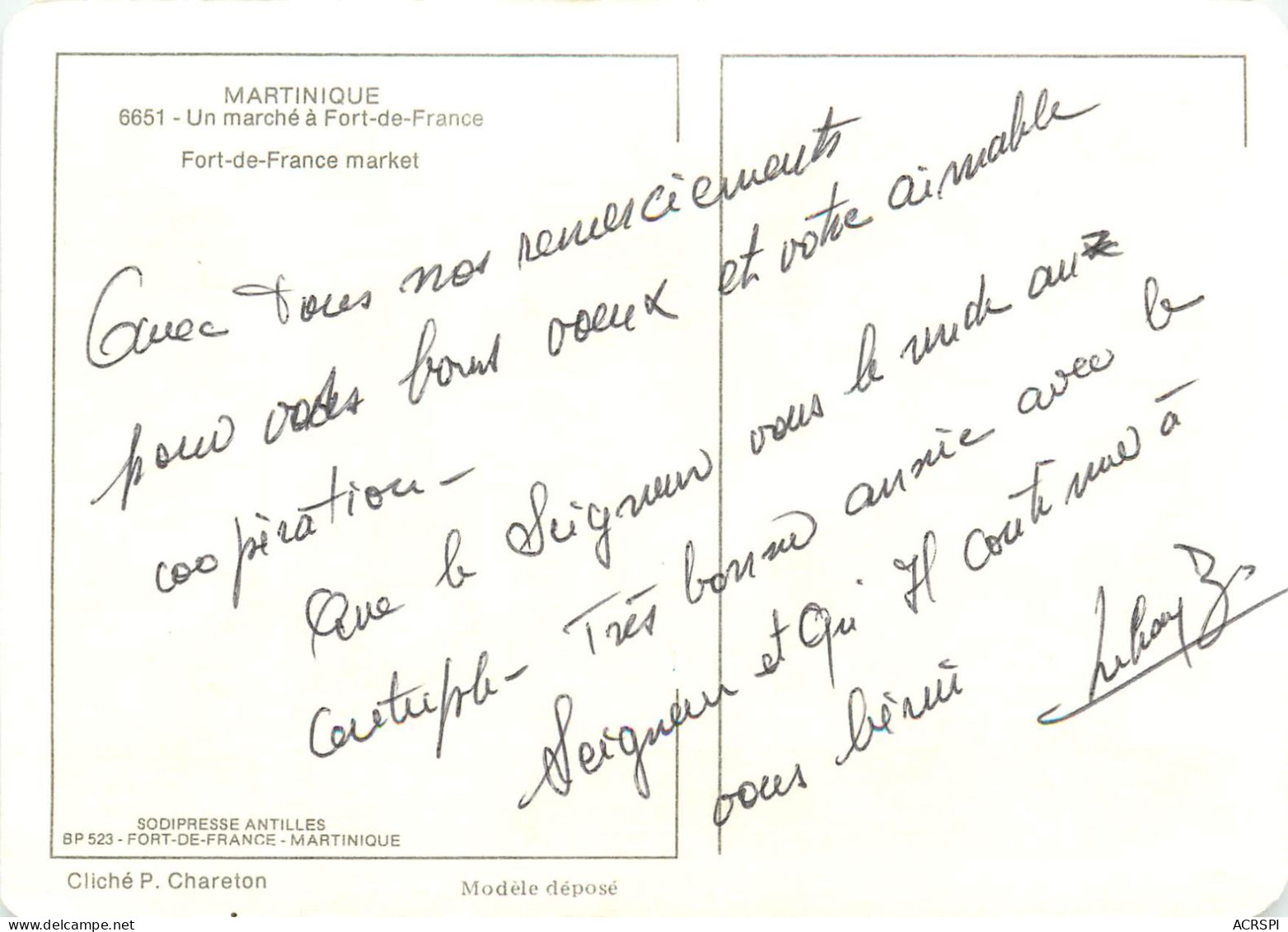 FORT DE FRANCE MARCHE (scan Recto-verso) Ref 1020 - Fort De France