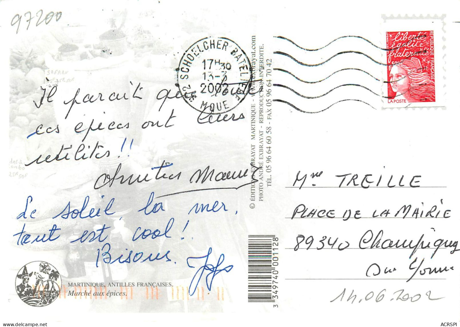  FORT DE FRANCE MARCHE AUX EPICES (scan Recto-verso) Ref 1019 - Fort De France