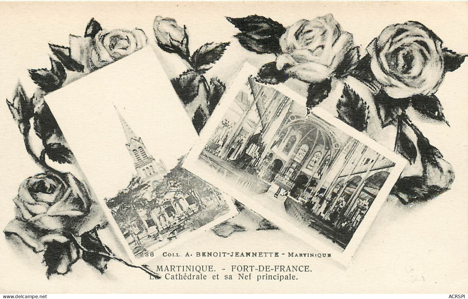  FORT DE FRANCE LA CATHEDRALE ET SA NEF PRINCIPALE (scan Recto-verso) Ref 1019 - Fort De France