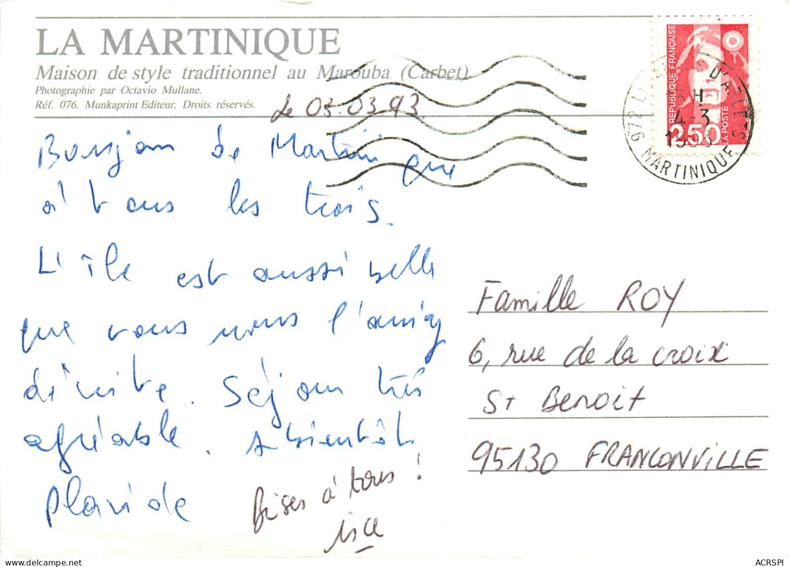 MAISON AU MAROUBA A CARBET (scan Recto-verso) Ref 1015 - Andere & Zonder Classificatie